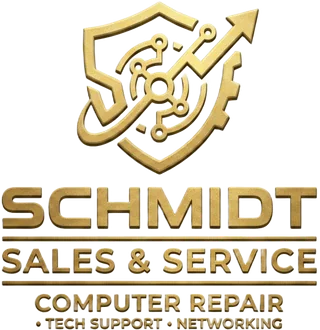 Schmidt Sales & Service gold shield logo for computer repair in Macon, MS
